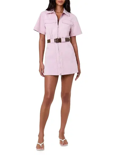 NICHOLAS Women's Embla Utility Belted Denim Minidress - Rose | Thumbnail 2 NICHOLAS Women's Embla Utility Belted Denim Minidress - Rose | Thumbnail 2