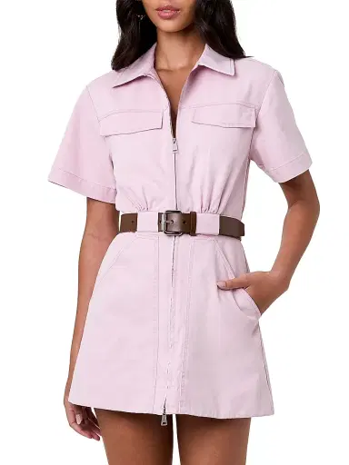 NICHOLAS Women's Embla Utility Belted Denim Minidress - Rose | Thumbnail 3 NICHOLAS Women's Embla Utility Belted Denim Minidress - Rose | Thumbnail 3