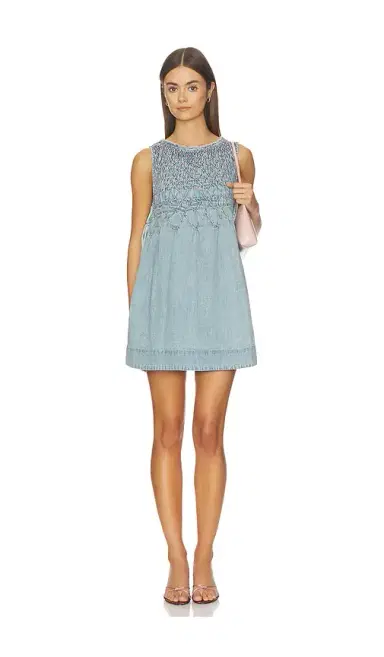 Free People Maisie Smocked Denim Mini Dress | Thumbnail 2 Free People Maisie Smocked Denim Mini Dress | Thumbnail 2