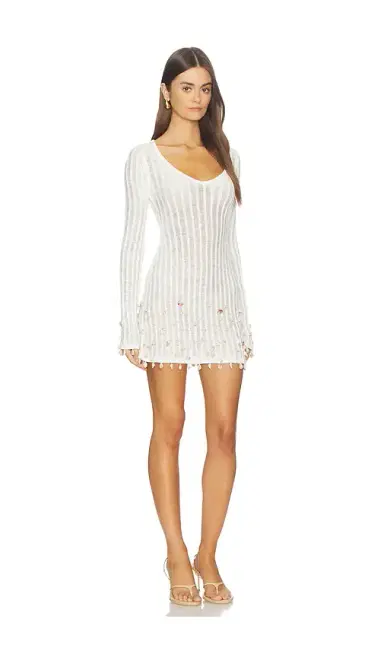 Tularosa Ellisa V Neck Shell Embellished Mini Dress | Thumbnail 2 Tularosa Ellisa V Neck Shell Embellished Mini Dress | Thumbnail 2