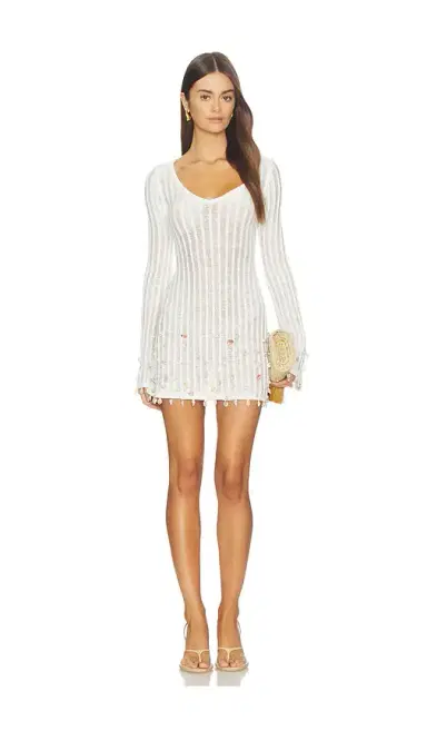 Tularosa Ellisa V Neck Shell Embellished Mini Dress | Thumbnail 1 Tularosa Ellisa V Neck Shell Embellished Mini Dress | Thumbnail 1