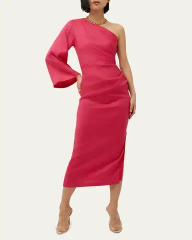 Veronica Beard Patsy One-Shoulder Midi Dress | Thumbnail 2 Veronica Beard Patsy One-Shoulder Midi Dress | Thumbnail 2