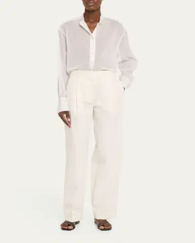 Toteme Slant-Pocket Pleated Straight-Leg Cotton Trousers | Thumbnail 2 Toteme Slant-Pocket Pleated Straight-Leg Cotton Trousers | Thumbnail 2