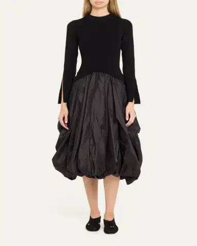SIMKHAI Kenlie Long-Sleeve Bubble Midi Dress | Thumbnail 2 SIMKHAI Kenlie Long-Sleeve Bubble Midi Dress | Thumbnail 2