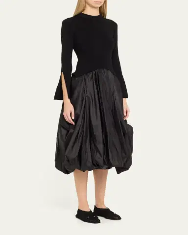 SIMKHAI Kenlie Long-Sleeve Bubble Midi Dress | Thumbnail 4 SIMKHAI Kenlie Long-Sleeve Bubble Midi Dress | Thumbnail 4