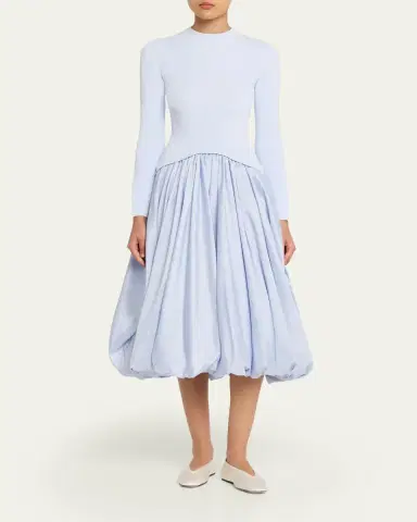 SIMKHAI Kenlie Long-Sleeve Bubble Midi Dress | Thumbnail 6 SIMKHAI Kenlie Long-Sleeve Bubble Midi Dress | Thumbnail 6