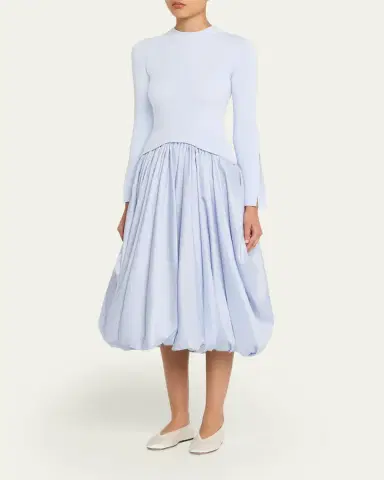 SIMKHAI Kenlie Long-Sleeve Bubble Midi Dress | Thumbnail 8 SIMKHAI Kenlie Long-Sleeve Bubble Midi Dress | Thumbnail 8