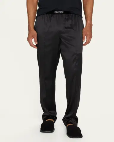 Tom Ford Men's Silk Logo Pajama Pants | Thumbnail 4 Tom Ford Men's Silk Logo Pajama Pants | Thumbnail 4