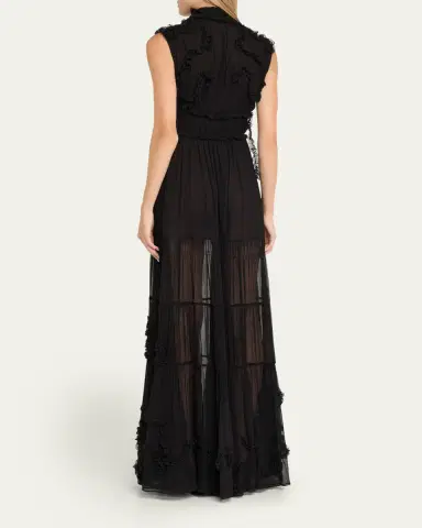 Ulla Johnson Verona Smocked Silk Turtleneck Gown | Thumbnail 3 Ulla Johnson Verona Smocked Silk Turtleneck Gown | Thumbnail 3