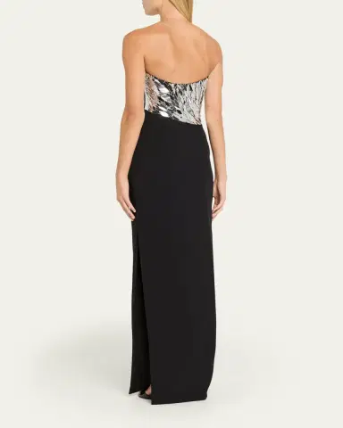 PAMELLA ROLAND Asymmetric Strapless Mirrored Crepe Column Gown | Thumbnail 3 PAMELLA ROLAND Asymmetric Strapless Mirrored Crepe Column Gown | Thumbnail 3
