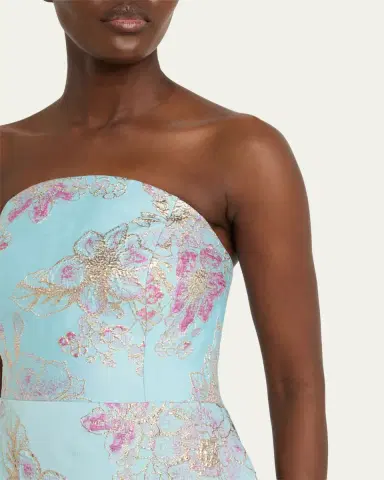 Rickie Freeman for Teri Jon Strapless Metallic Floral Jacquard Gown | Thumbnail 5 Rickie Freeman for Teri Jon Strapless Metallic Floral Jacquard Gown | Thumbnail 5