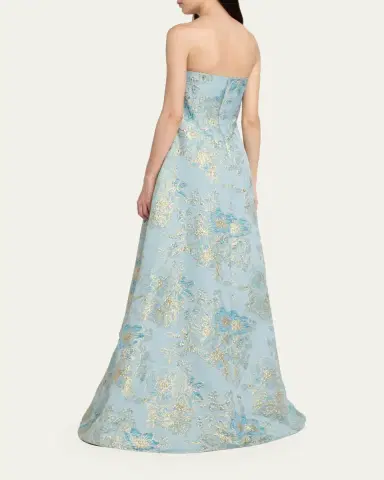 Rickie Freeman for Teri Jon Strapless Metallic Floral Jacquard Gown | Thumbnail 7 Rickie Freeman for Teri Jon Strapless Metallic Floral Jacquard Gown | Thumbnail 7