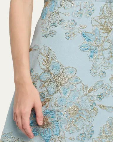 Rickie Freeman for Teri Jon Strapless Metallic Floral Jacquard Gown | Thumbnail 9 Rickie Freeman for Teri Jon Strapless Metallic Floral Jacquard Gown | Thumbnail 9