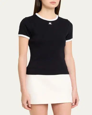 Courrèges Signature Contrast T-Shirt | Thumbnail 4 Courrèges Signature Contrast T-Shirt | Thumbnail 4