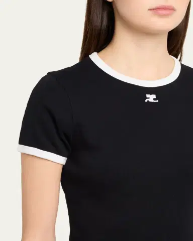 Courrèges Signature Contrast T-Shirt | Thumbnail 5 Courrèges Signature Contrast T-Shirt | Thumbnail 5