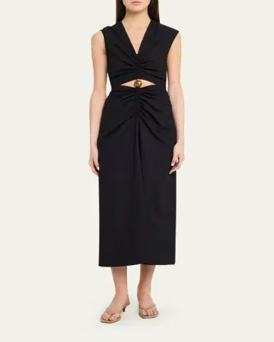 Veronica Beard Marisabel Cutout Crepe Midi Dress | Thumbnail 2 Veronica Beard Marisabel Cutout Crepe Midi Dress | Thumbnail 2