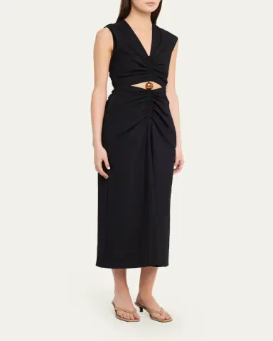 Veronica Beard Marisabel Cutout Crepe Midi Dress | Thumbnail 4 Veronica Beard Marisabel Cutout Crepe Midi Dress | Thumbnail 4