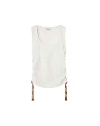 Burberry Ruched Check Drawstring Tank Top | Thumbnail 1 Burberry Ruched Check Drawstring Tank Top | Thumbnail 1