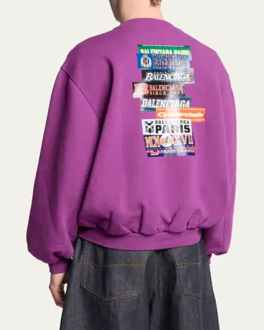 Balenciaga Men's Overlapping Logo Crewneck Sweatshirt | Thumbnail 3 Balenciaga Men's Overlapping Logo Crewneck Sweatshirt | Thumbnail 3