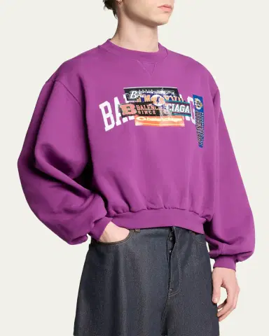 Balenciaga Men's Overlapping Logo Crewneck Sweatshirt | Thumbnail 4 Balenciaga Men's Overlapping Logo Crewneck Sweatshirt | Thumbnail 4