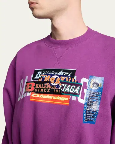 Balenciaga Men's Overlapping Logo Crewneck Sweatshirt | Thumbnail 5 Balenciaga Men's Overlapping Logo Crewneck Sweatshirt | Thumbnail 5