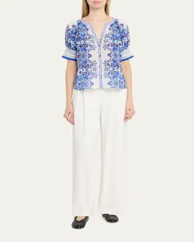Alice + Olivia Thalia Puff-Sleeve Blouse | Thumbnail 2 Alice + Olivia Thalia Puff-Sleeve Blouse | Thumbnail 2
