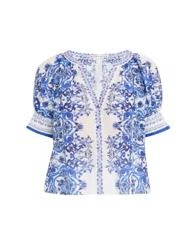 Alice + Olivia Thalia Puff-Sleeve Blouse | Thumbnail 1 Alice + Olivia Thalia Puff-Sleeve Blouse | Thumbnail 1