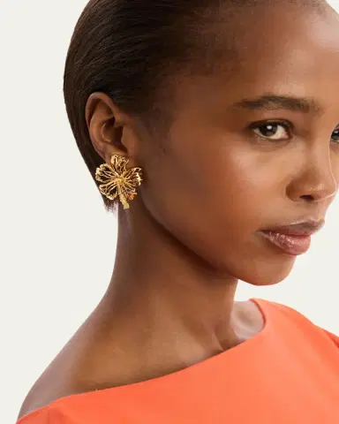 Oscar de la Renta Openwork Hibiscus Earrings | Thumbnail 2 Oscar de la Renta Openwork Hibiscus Earrings | Thumbnail 2
