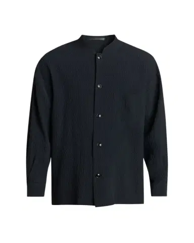 Giorgio Armani Men's Seersucker Band-Collar Guru Shirt | Thumbnail 1 Giorgio Armani Men's Seersucker Band-Collar Guru Shirt | Thumbnail 1