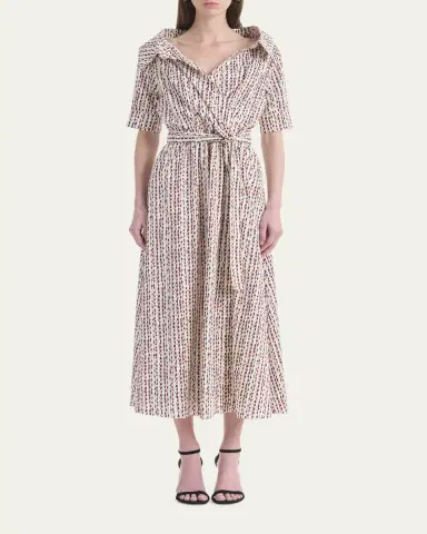 Altuzarra Lydia Abstract-Print Waist-Tie Midi Shirtdress | Thumbnail 2 Altuzarra Lydia Abstract-Print Waist-Tie Midi Shirtdress | Thumbnail 2