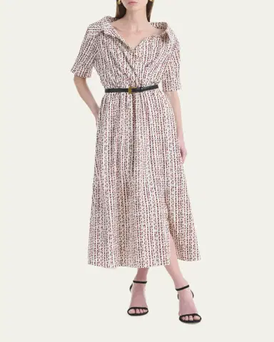 Altuzarra Lydia Abstract-Print Waist-Tie Midi Shirtdress | Thumbnail 4 Altuzarra Lydia Abstract-Print Waist-Tie Midi Shirtdress | Thumbnail 4