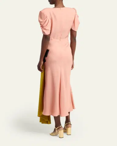 Valentino Garavani Gathered Colorblock Midi Dress | Thumbnail 3 Valentino Garavani Gathered Colorblock Midi Dress | Thumbnail 3