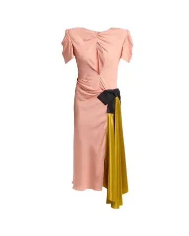 Valentino Garavani Gathered Colorblock Midi Dress | Thumbnail 1 Valentino Garavani Gathered Colorblock Midi Dress | Thumbnail 1