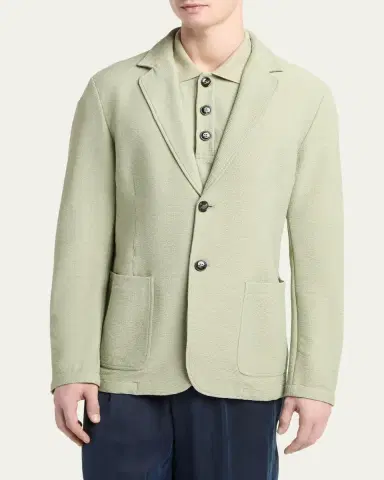 Giorgio Armani Men's Seersucker Patch-Pocket Blazer | Thumbnail 4 Giorgio Armani Men's Seersucker Patch-Pocket Blazer | Thumbnail 4