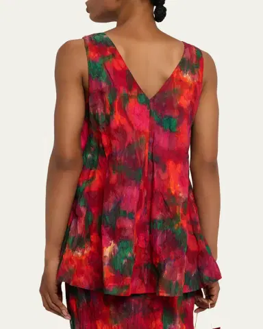 Lafayette 148 New York Sleeveless Abstract-Print Cotton Blouse | Thumbnail 3 Lafayette 148 New York Sleeveless Abstract-Print Cotton Blouse | Thumbnail 3