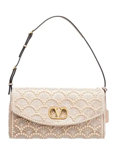 Valentino Garavani Devain Pearl And Crystal-embellished Satin Shoulder Bag | Thumbnail 1 Valentino Garavani Devain Pearl And Crystal-embellished Satin Shoulder Bag | Thumbnail 1