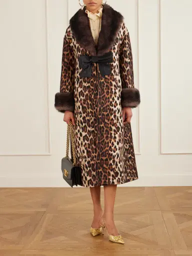 Valentino Garavani Bow-embellished Shearling-trimmed Leopard-print Wool Coat - Leopard print | Thumbnail 2 Valentino Garavani Bow-embellished Shearling-trimmed Leopard-print Wool Coat - Leopard print | Thumbnail 2