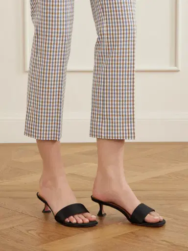 Amina Muaddi Andreea 45 Satin Mules | Thumbnail 2 Amina Muaddi Andreea 45 Satin Mules | Thumbnail 2