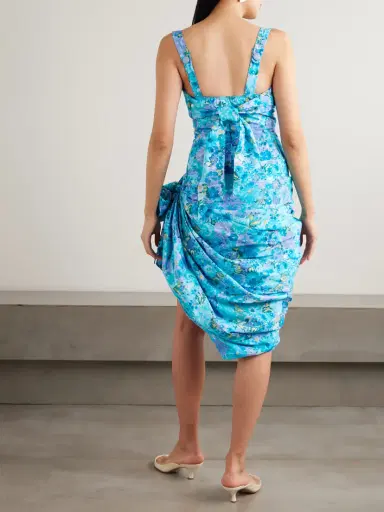 Chloé Asymmetric Bow-detailed Draped Gathered Floral-print Cotton Mini Dress | Thumbnail 3 Chloé Asymmetric Bow-detailed Draped Gathered Floral-print Cotton Mini Dress | Thumbnail 3
