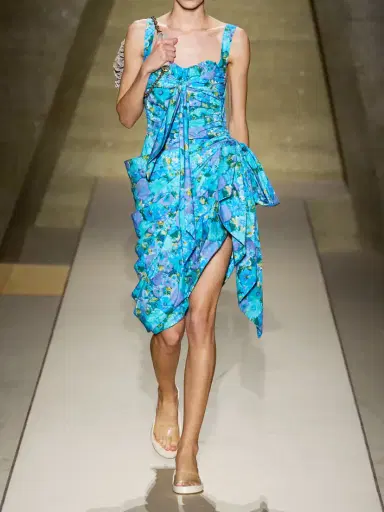 Chloé Asymmetric Bow-detailed Draped Gathered Floral-print Cotton Mini Dress | Thumbnail 5 Chloé Asymmetric Bow-detailed Draped Gathered Floral-print Cotton Mini Dress | Thumbnail 5