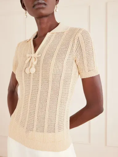 Valentino Garavani Pointelle-knit Cotton Polo Shirt | Thumbnail 5 Valentino Garavani Pointelle-knit Cotton Polo Shirt | Thumbnail 5
