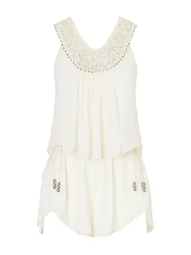Nilany Lace-trimmed Silk-crepe Playsuit - Ecru Nilany Lace-trimmed Silk-crepe Playsuit - Ecru