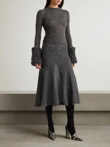 Alaïa Ruched Mohair-blend Sweater | Thumbnail 2 Alaïa Ruched Mohair-blend Sweater | Thumbnail 2