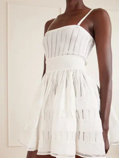 Alaïa Tiered Pointelle-knit Mini Dress | Thumbnail 4 Alaïa Tiered Pointelle-knit Mini Dress | Thumbnail 4