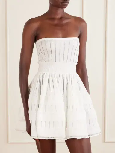 Alaïa Tiered Pointelle-knit Mini Dress | Thumbnail 5 Alaïa Tiered Pointelle-knit Mini Dress | Thumbnail 5