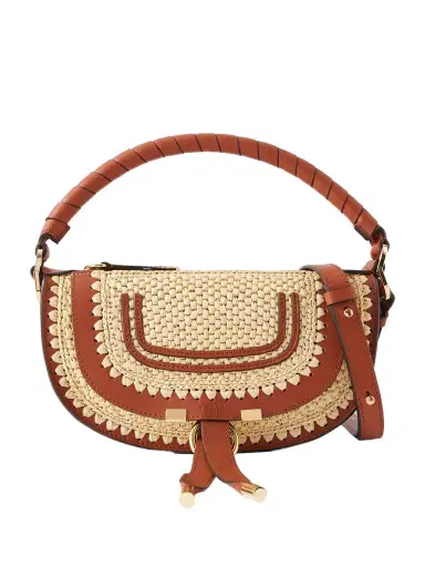 Chloé Marcie Leather-trimmed Raffia Shoulder Bag | Thumbnail 1 Chloé Marcie Leather-trimmed Raffia Shoulder Bag | Thumbnail 1