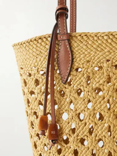 Hunting Season Lattice Basket Leather-trimmed Raffia Tote - Tan | Thumbnail 5 Hunting Season Lattice Basket Leather-trimmed Raffia Tote - Tan | Thumbnail 5