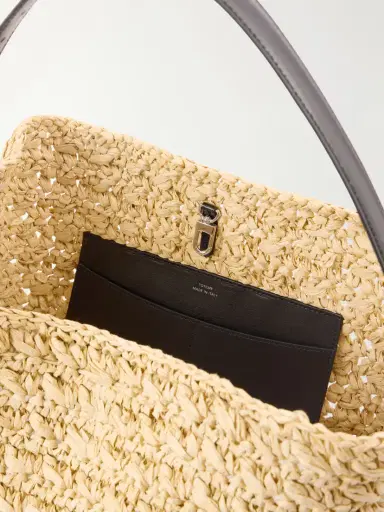 TOTEME Leather-trimmed Raffia Shoulder Bag - Cream | Thumbnail 6 TOTEME Leather-trimmed Raffia Shoulder Bag - Cream | Thumbnail 6