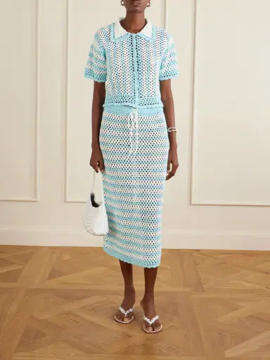Simkhai Welles Striped Crocheted Cotton Midi Skirt | Thumbnail 2 Simkhai Welles Striped Crocheted Cotton Midi Skirt | Thumbnail 2