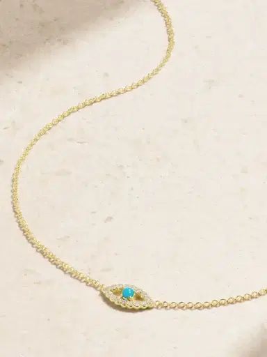 Jennifer Meyer Evil Eye Mini 18-karat Gold Diamond And Turquoise Necklace | Thumbnail 1 Jennifer Meyer Evil Eye Mini 18-karat Gold Diamond And Turquoise Necklace | Thumbnail 1